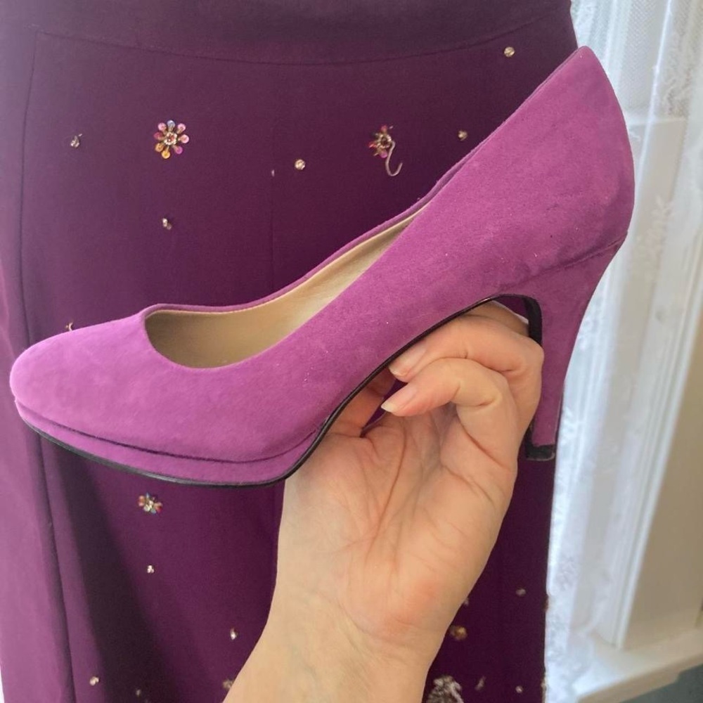 Light purple suede texture high heels with 3.5 inch heel Style & Co 6 - Picture 6 of 7